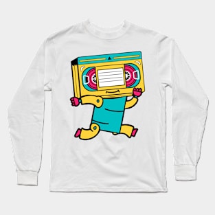 Happy Running Retro VHS Robot Long Sleeve T-Shirt